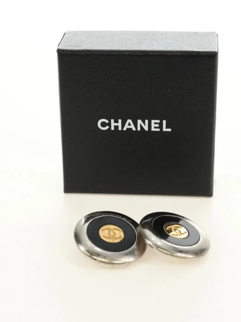 CHANEL COCO Mark Earring metal Silver tone CC Auth 183120M